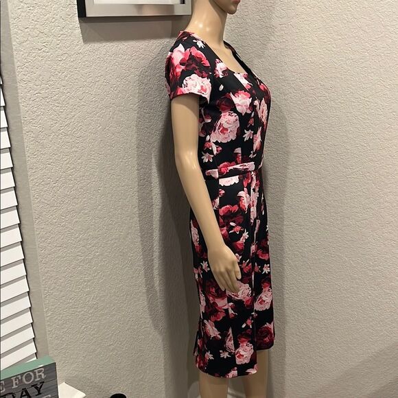 Vintage Eva.Mendes-Floral Black and Pink Dress - Picture 3 of 7